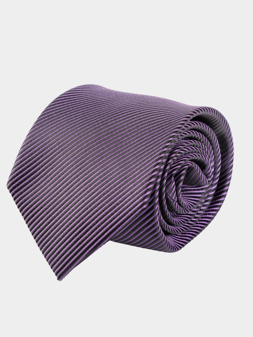 Purple silk tie with narrow Regimental pattern