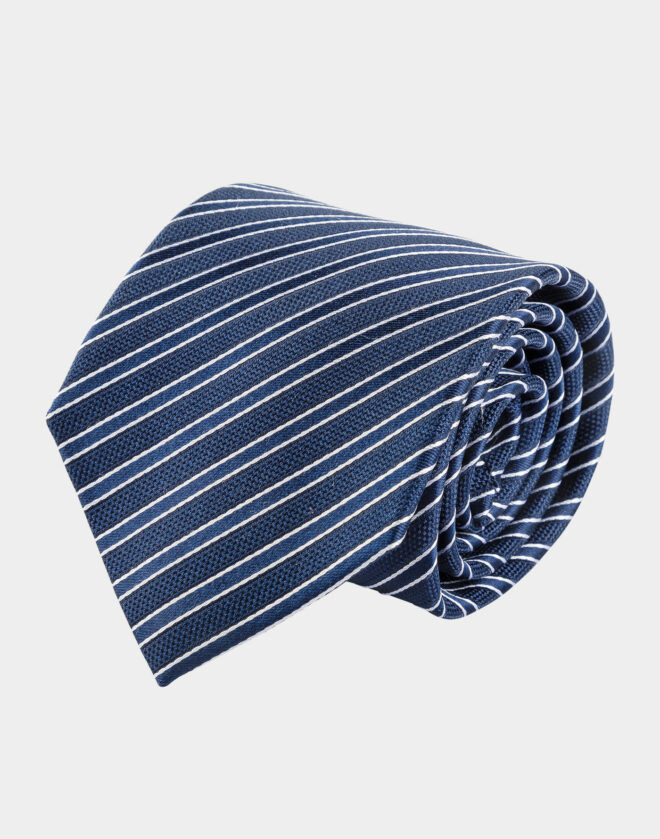 Blue silk tie with Regimental pattern