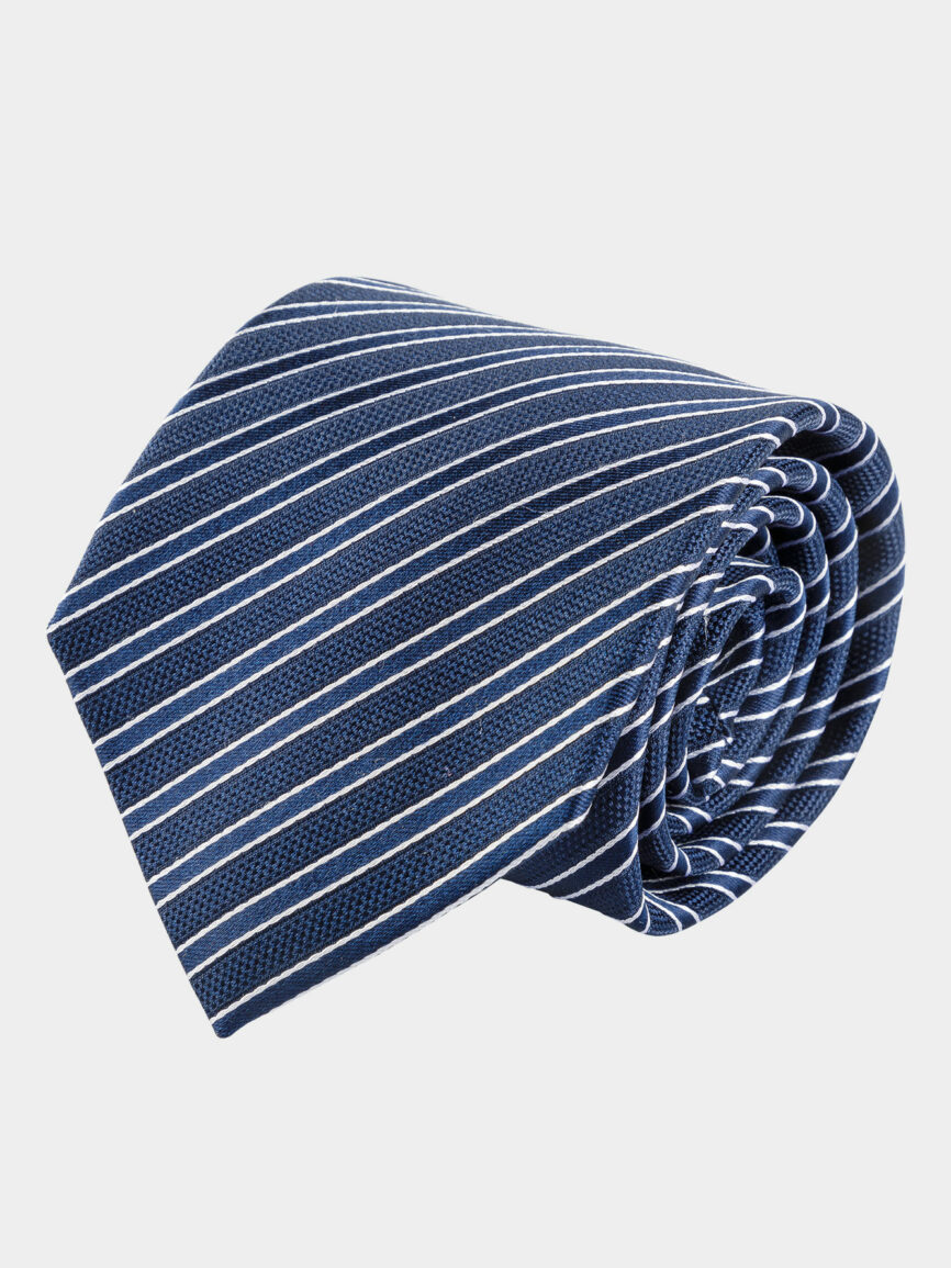 Blue silk tie with Regimental pattern