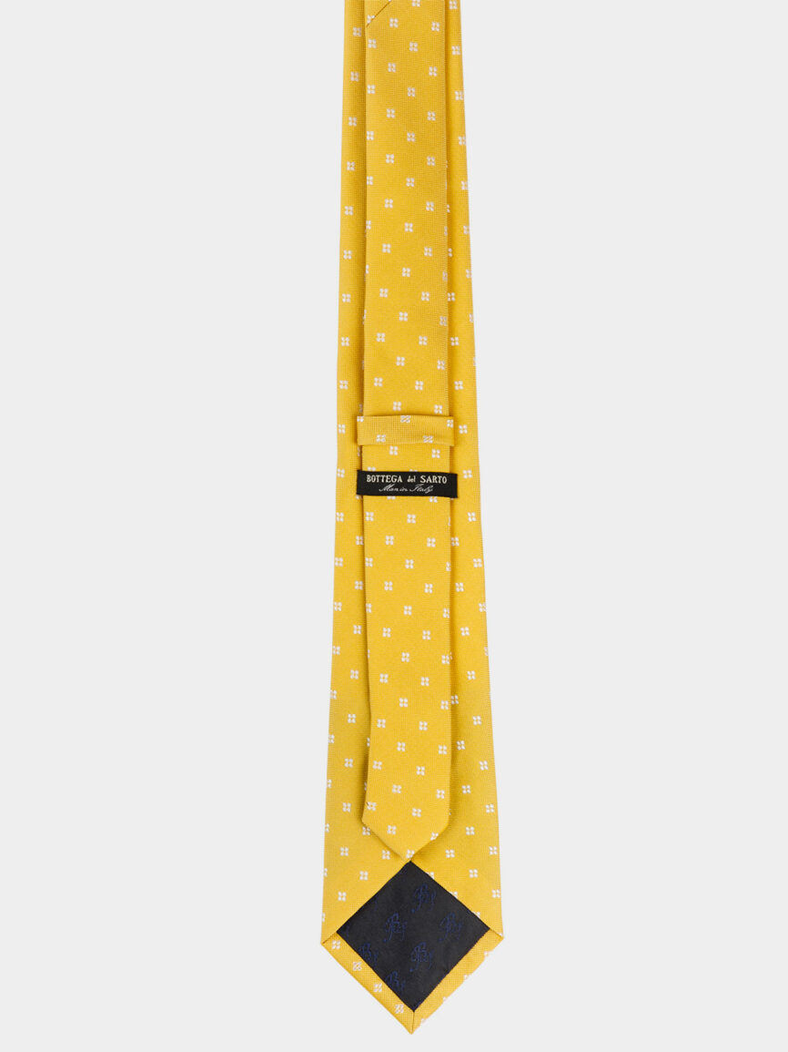 Cravatta in seta gialla con motivo fantasia