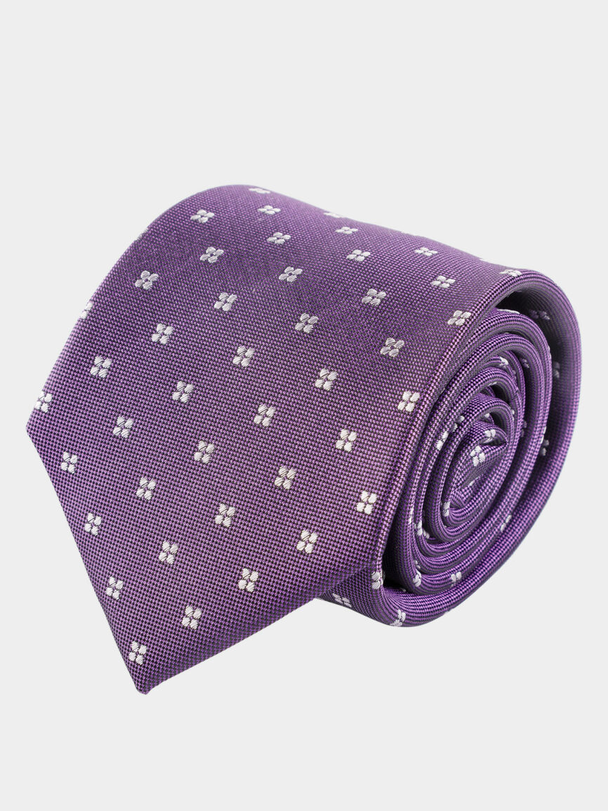 Purple silk tie with patterned pattern