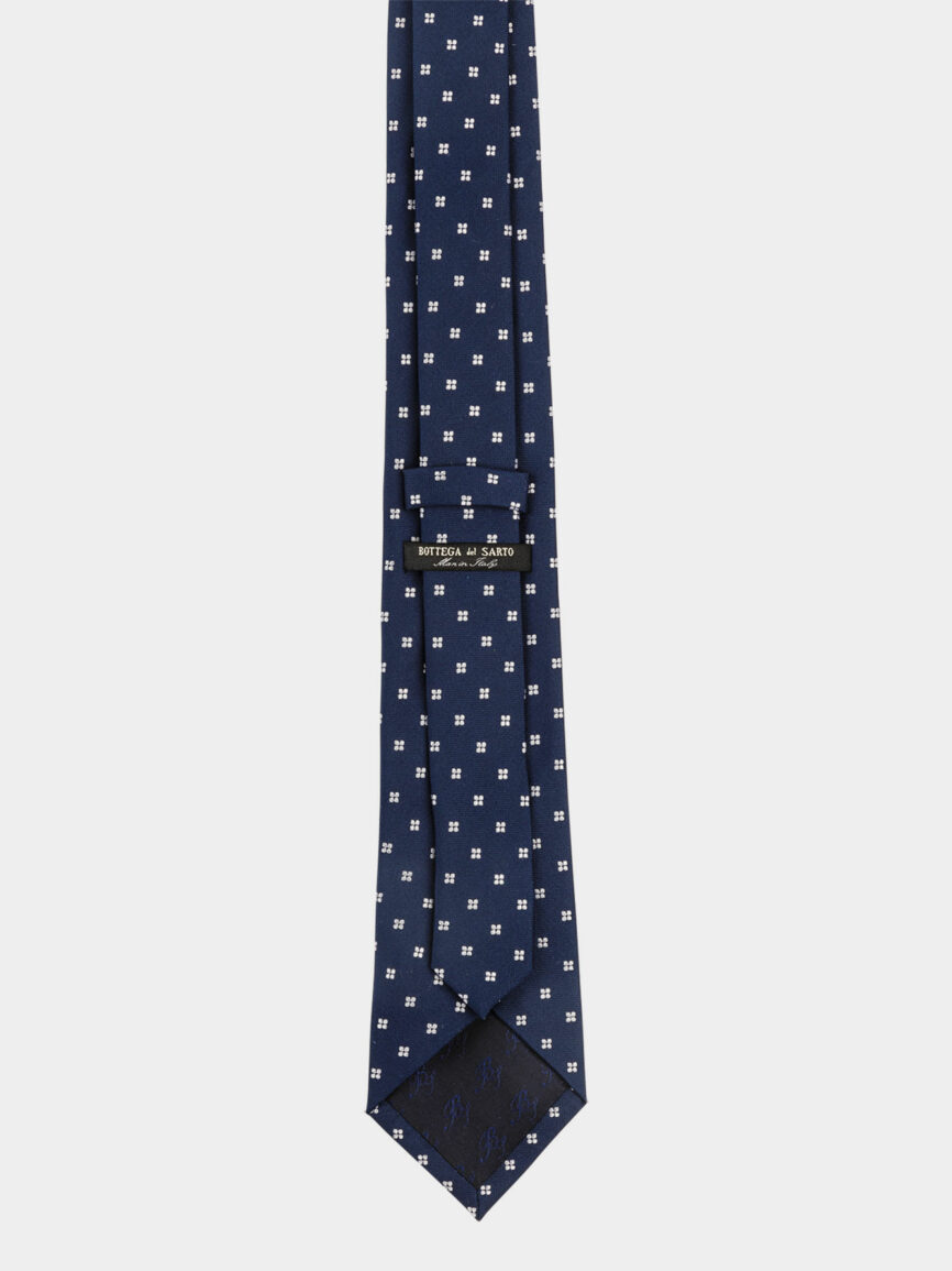 Cravatta in seta blu con motivo fantasia