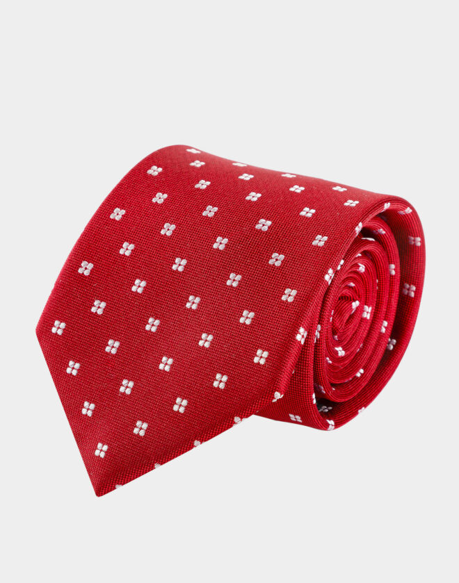Cravatta in seta rossa con motivo fantasia