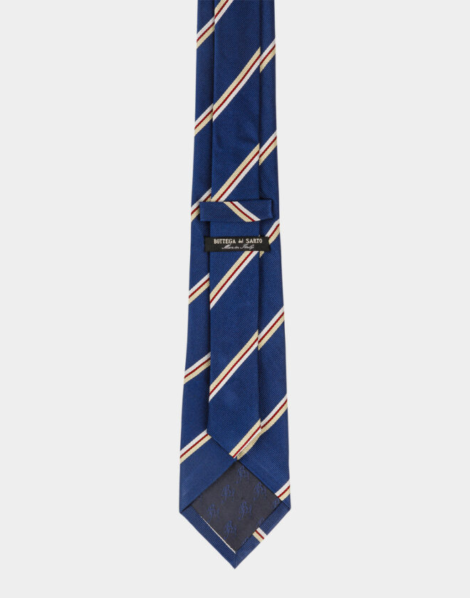 Cravatta in seta blu con fantasia Regimental blu aperto