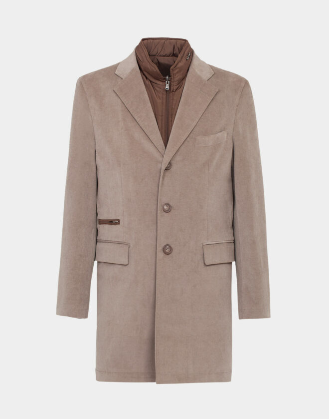 Beige tailored coat with removable vest