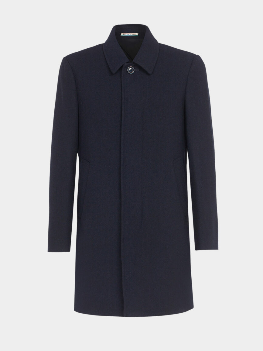 Dark blue herringbone tailored coat