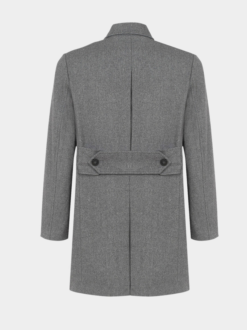 Grey herringbone tailored coat