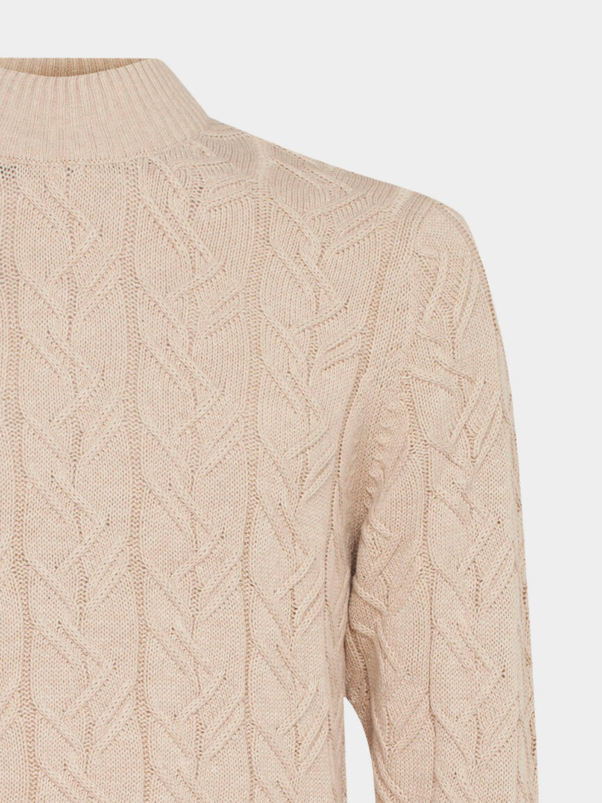 Cotton and Cashmere Half-Turtleneck sweater with braid pattern