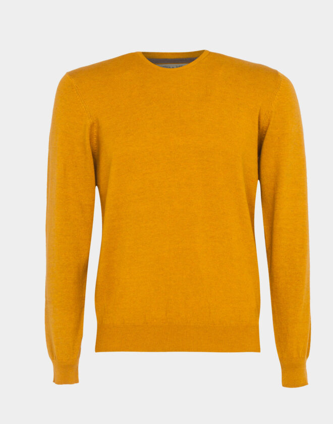 Cotton and cashmere crew-neck pullover with elbow patches