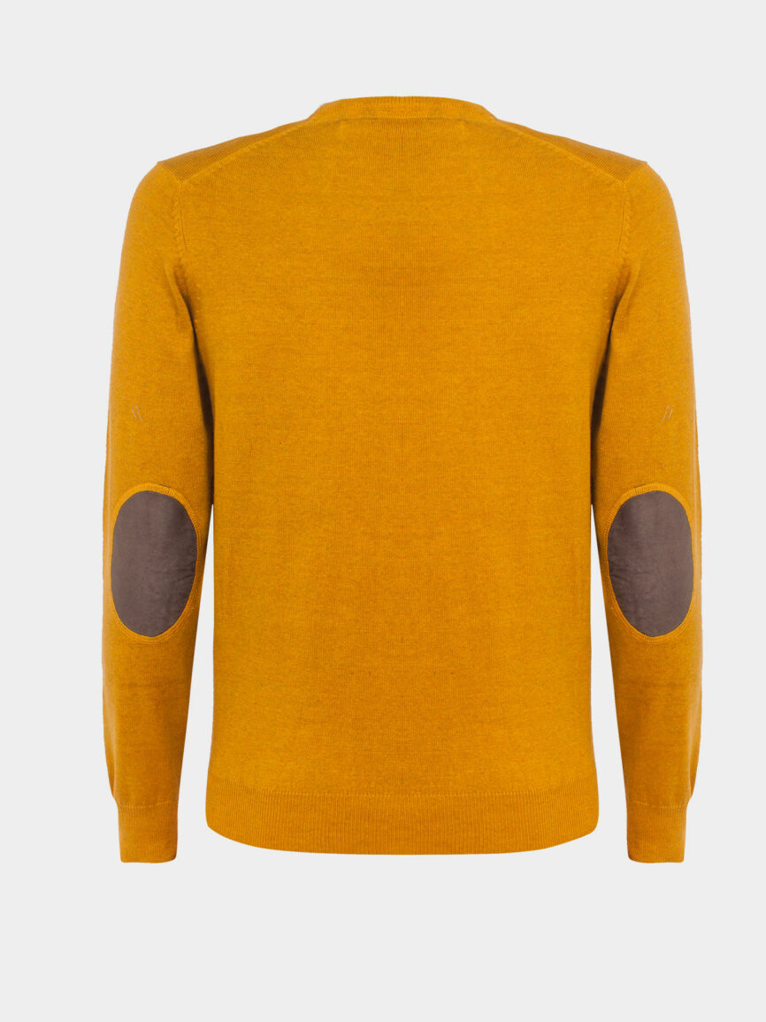 Cotton and cashmere crew-neck pullover with elbow patches