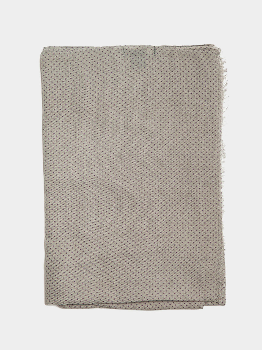 Grey Pied De Poule Pattern Print Wool Scarf
