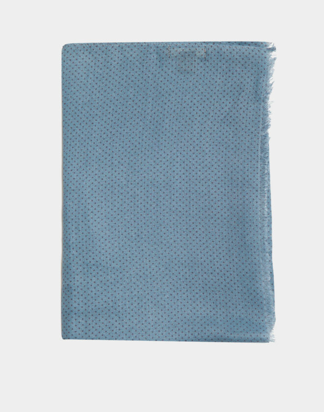 Scarf Wool Print Blue Pied De Poule Pattern