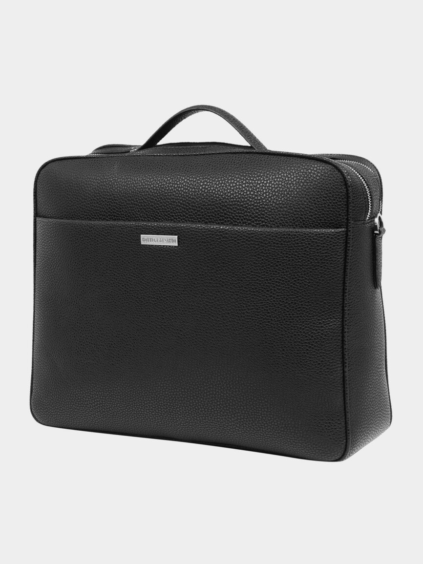 Black work briefcase with double zipper