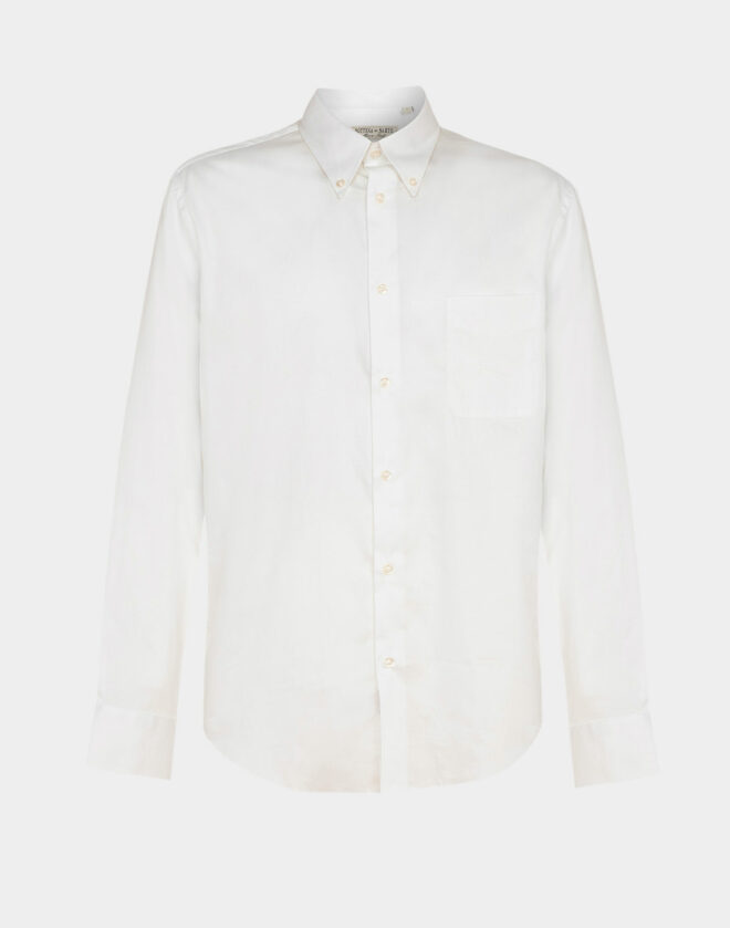 White striped Cotton Twill Regular Fit Shirt