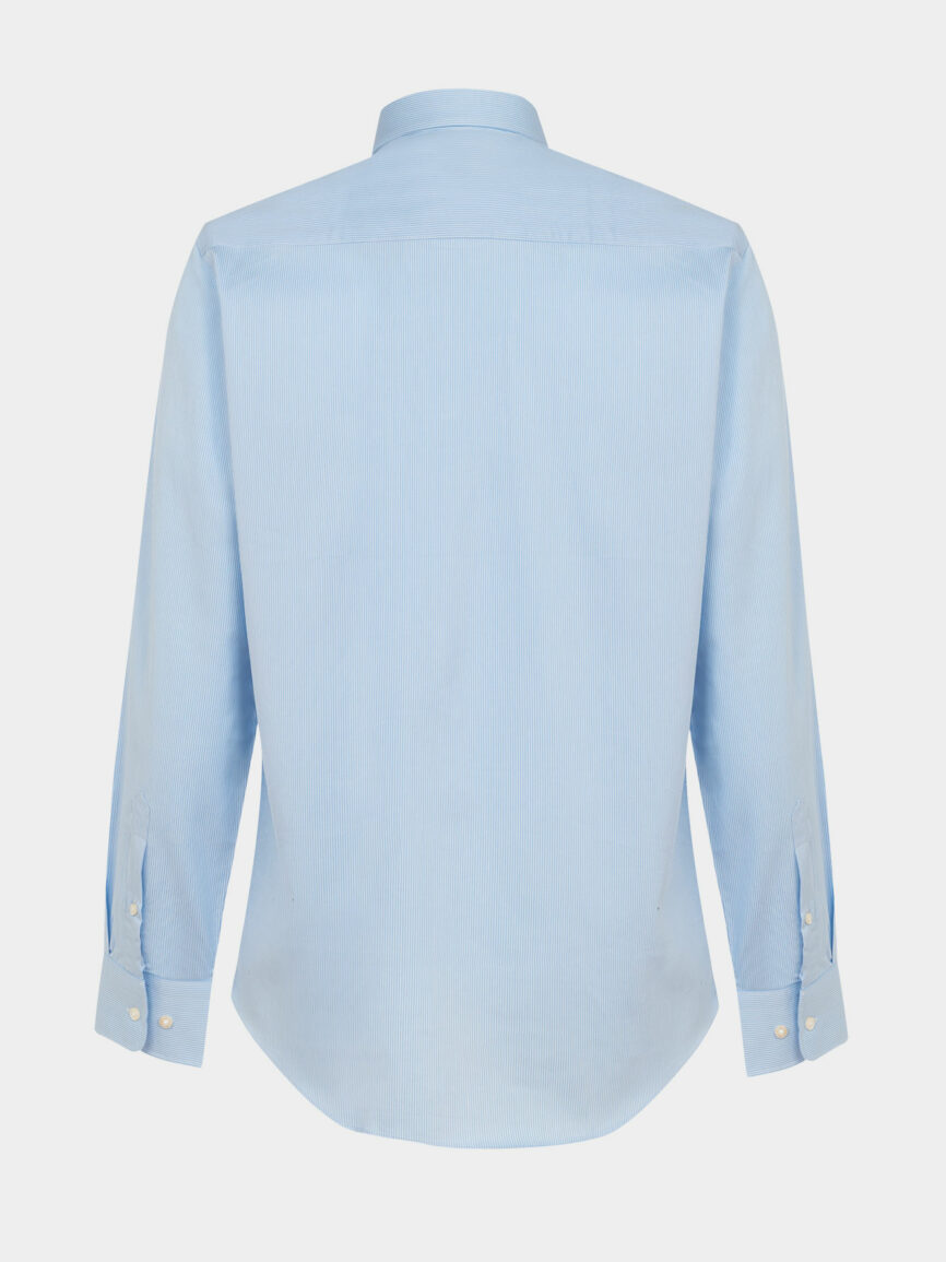 Light Blue striped Cotton Twill Regular Fit Shirt
