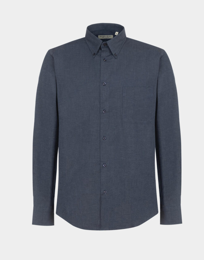 Melange-Blue-Cotton-Twill-regular-Fit-Shirt