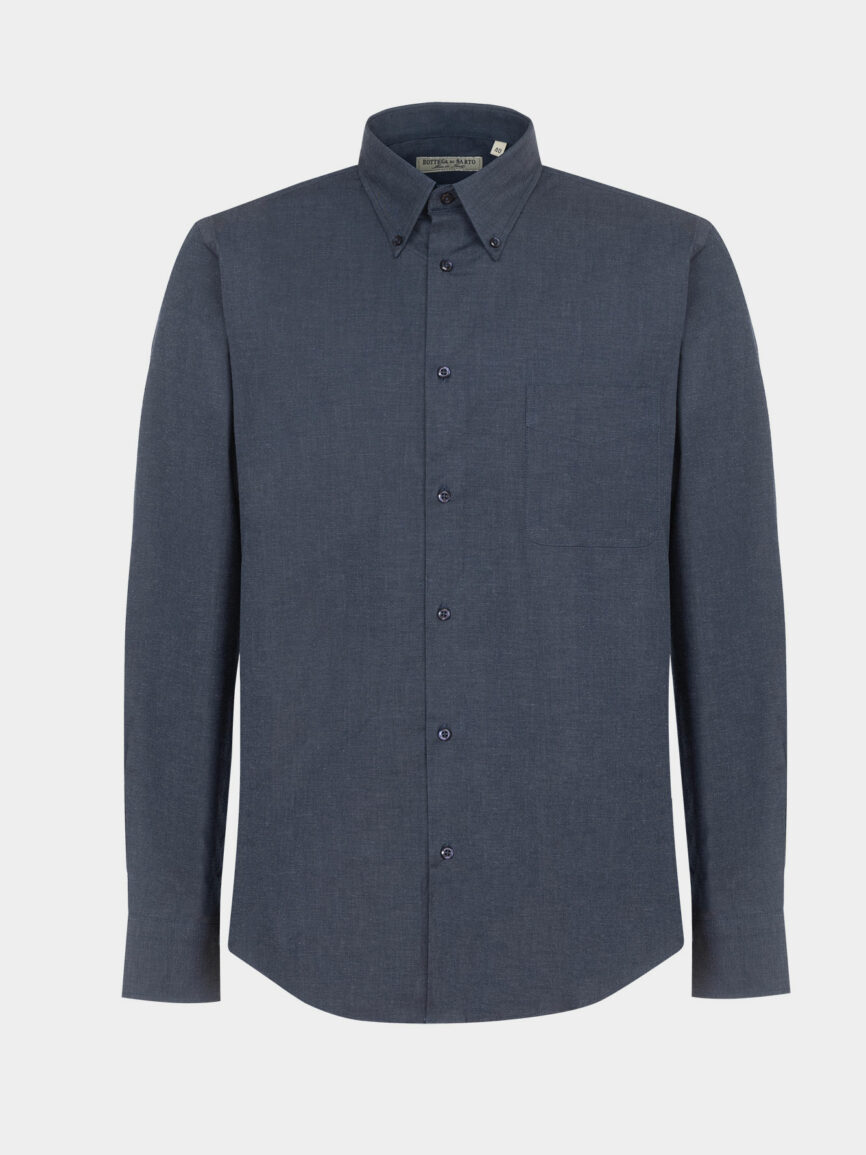 Melange-Blue-Cotton-Twill-regular-Fit-Shirt