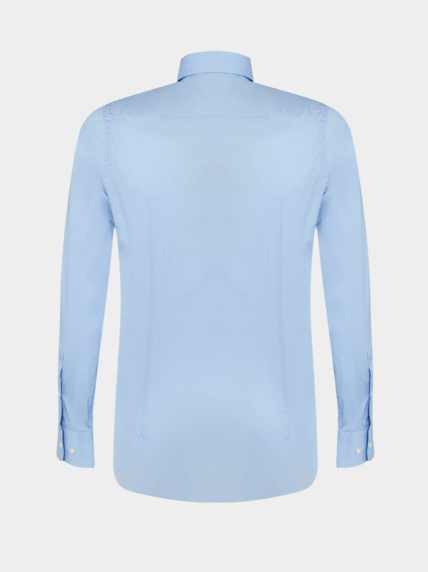 Light blue Super Slim fit cotton stretch popling shirt