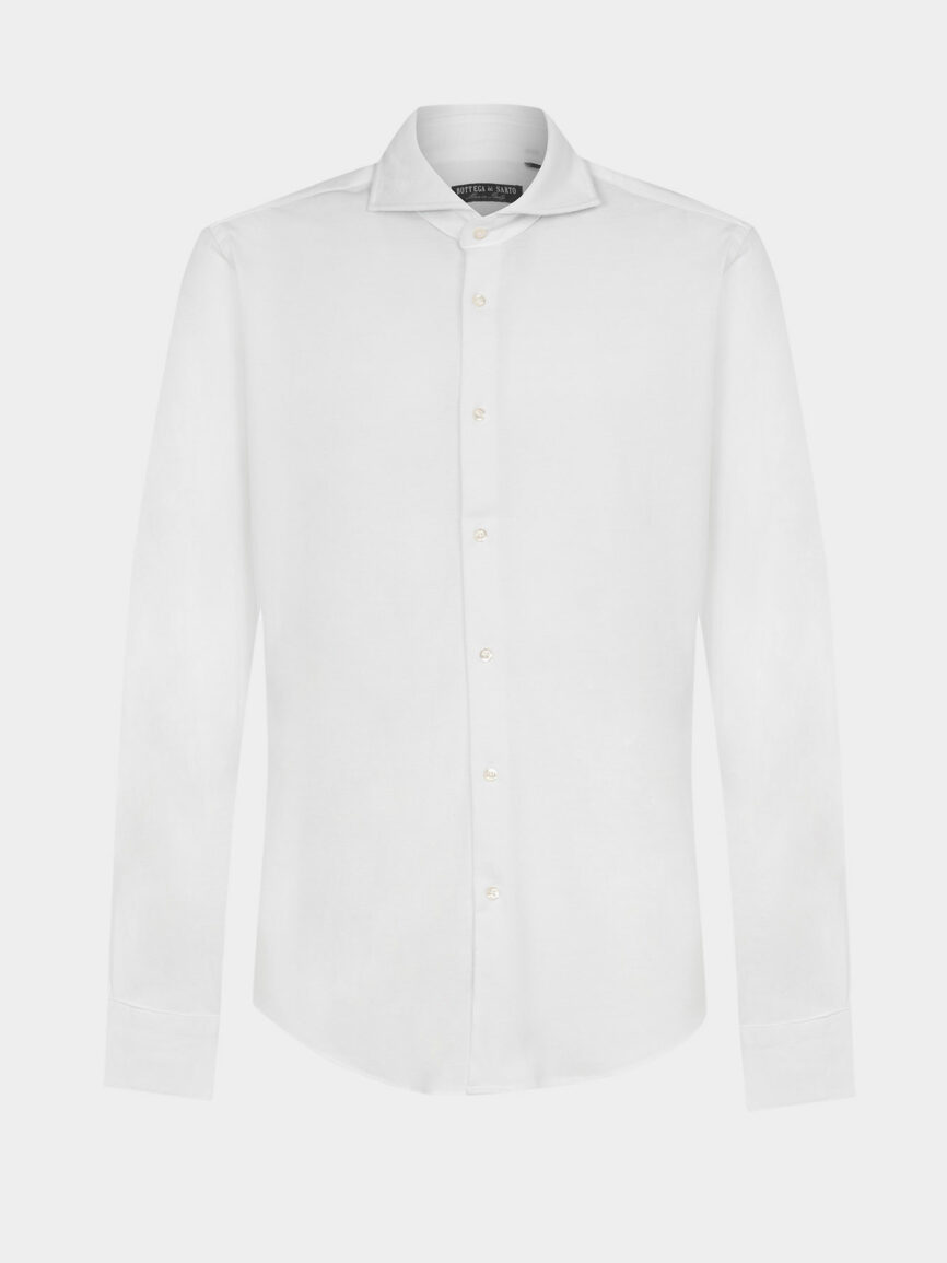 White Super Slim Fit Cotton Stretch Jersey Shirt