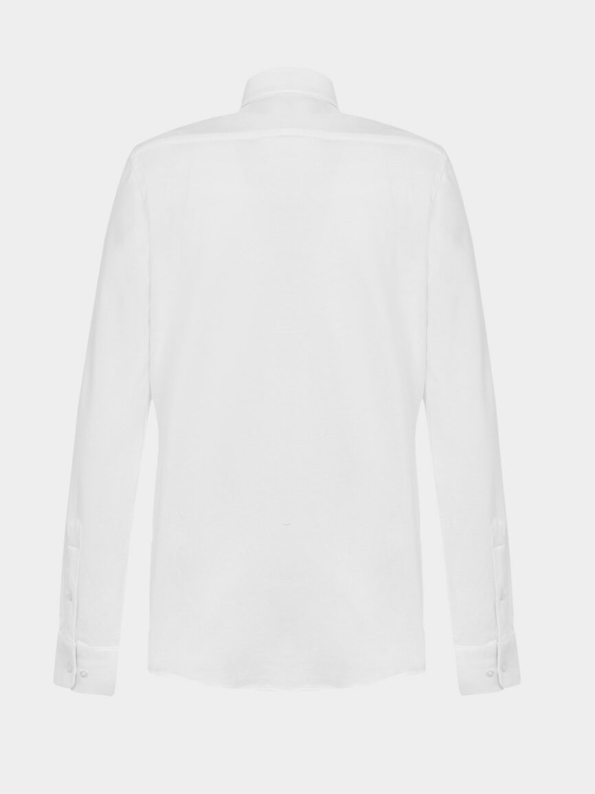 White Slim Fit Cotton Jersey Stretch Super Slim Fit Shirt