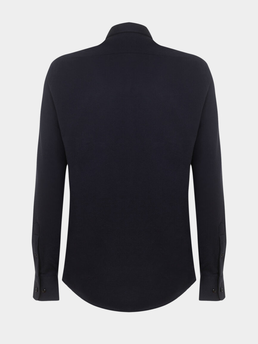 Camicia Blu Super Slim Fit in Jersey di cotone Elasticizzato