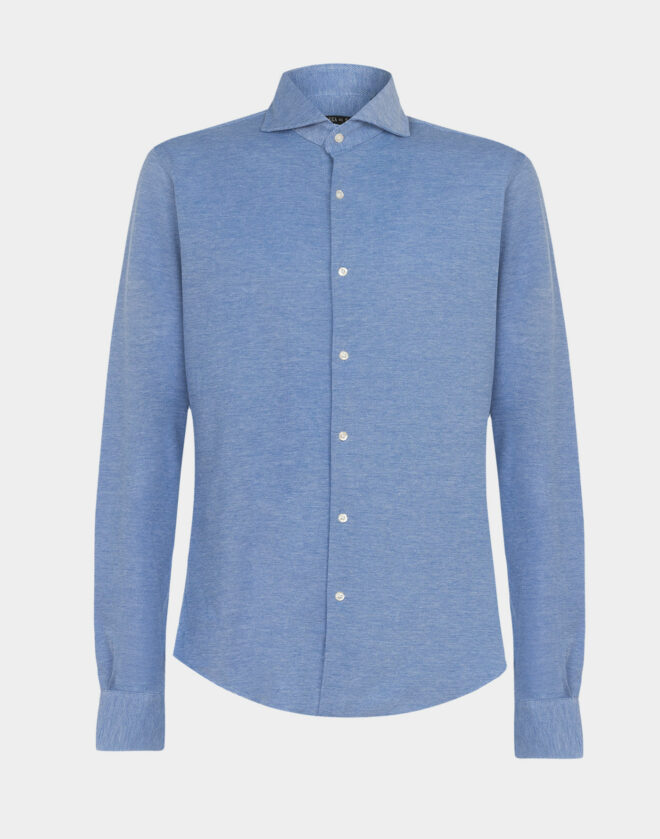 Light Blue Slim Fit Cotton Jersey stretch Super slim fit shirt