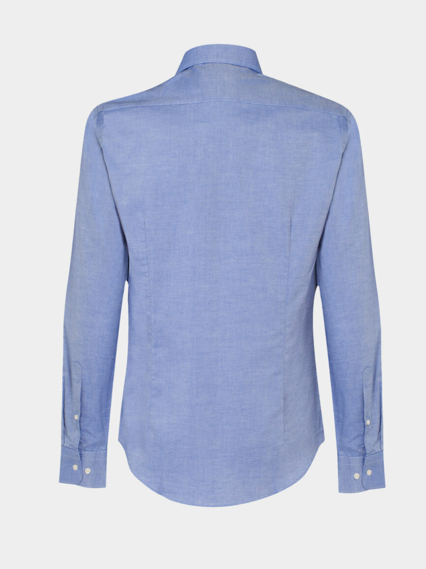 Camicia celeste in cotone Oxford Super Slim Fit