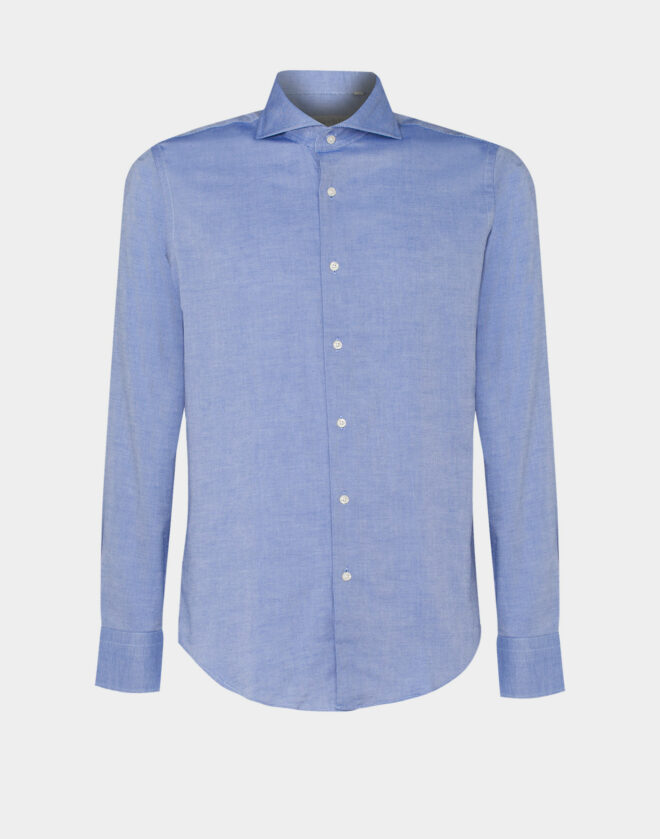 Camicia celeste in cotone Oxford Super Slim Fit