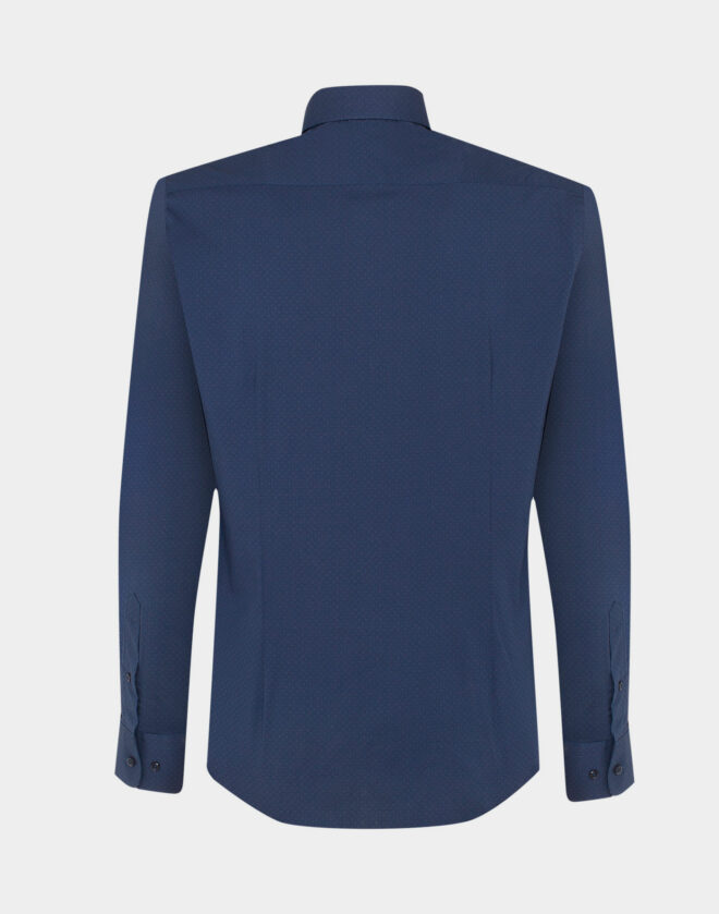 Camicia blu stampata in cotone Elasticizzato Super Slim Fit