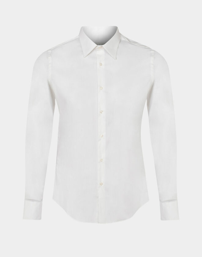 Camicia Bianca In Popeline di cotone Elasticizzato Slim Fit