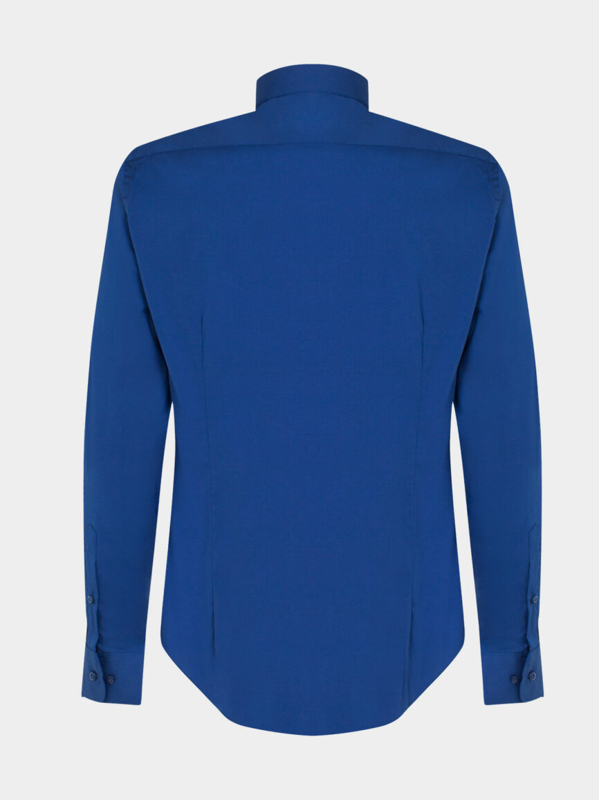 Camicia Blue Elettrico In Popeline di cotone Elasticizzato Slim Fit