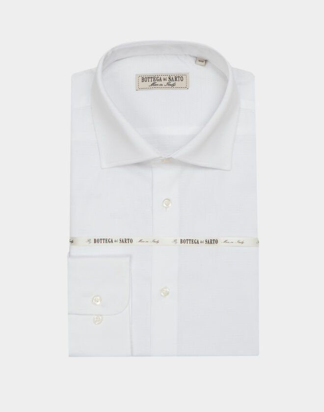 Camicia bianca operata in Twill di cotone Regular Fit