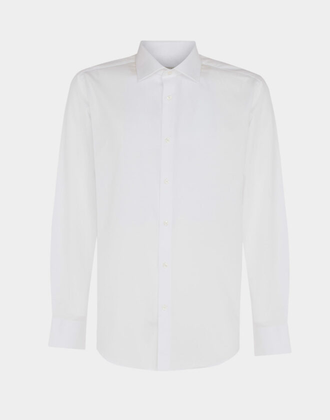 Camicia bianca operata in Twill di cotone Regular Fit