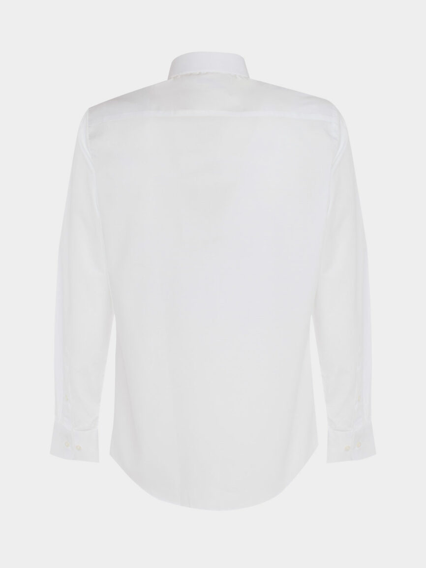 White Textured Cotton Twill Regular Fit Shirt