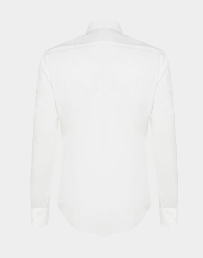 Camicia Bianca In Popeline di cotone Elasticizzato Slim Fit