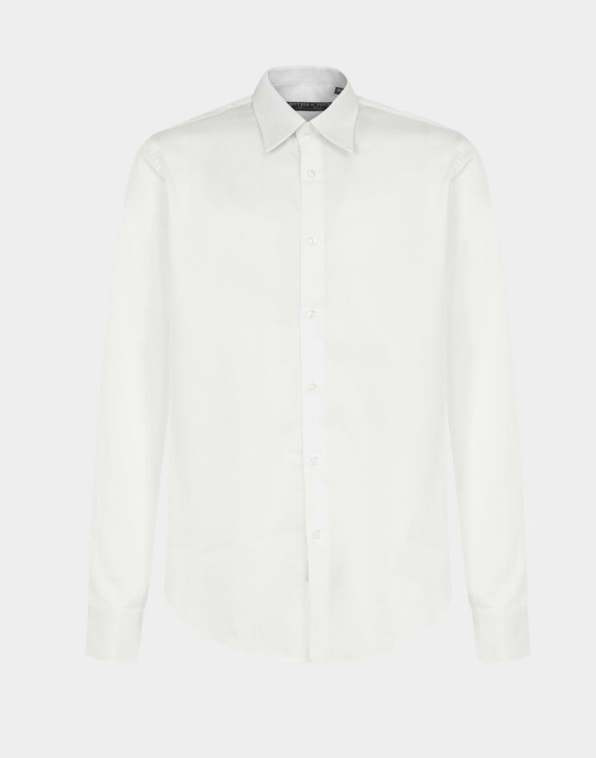 Camicia bianca rigata in Twill di cotone Slim Fit