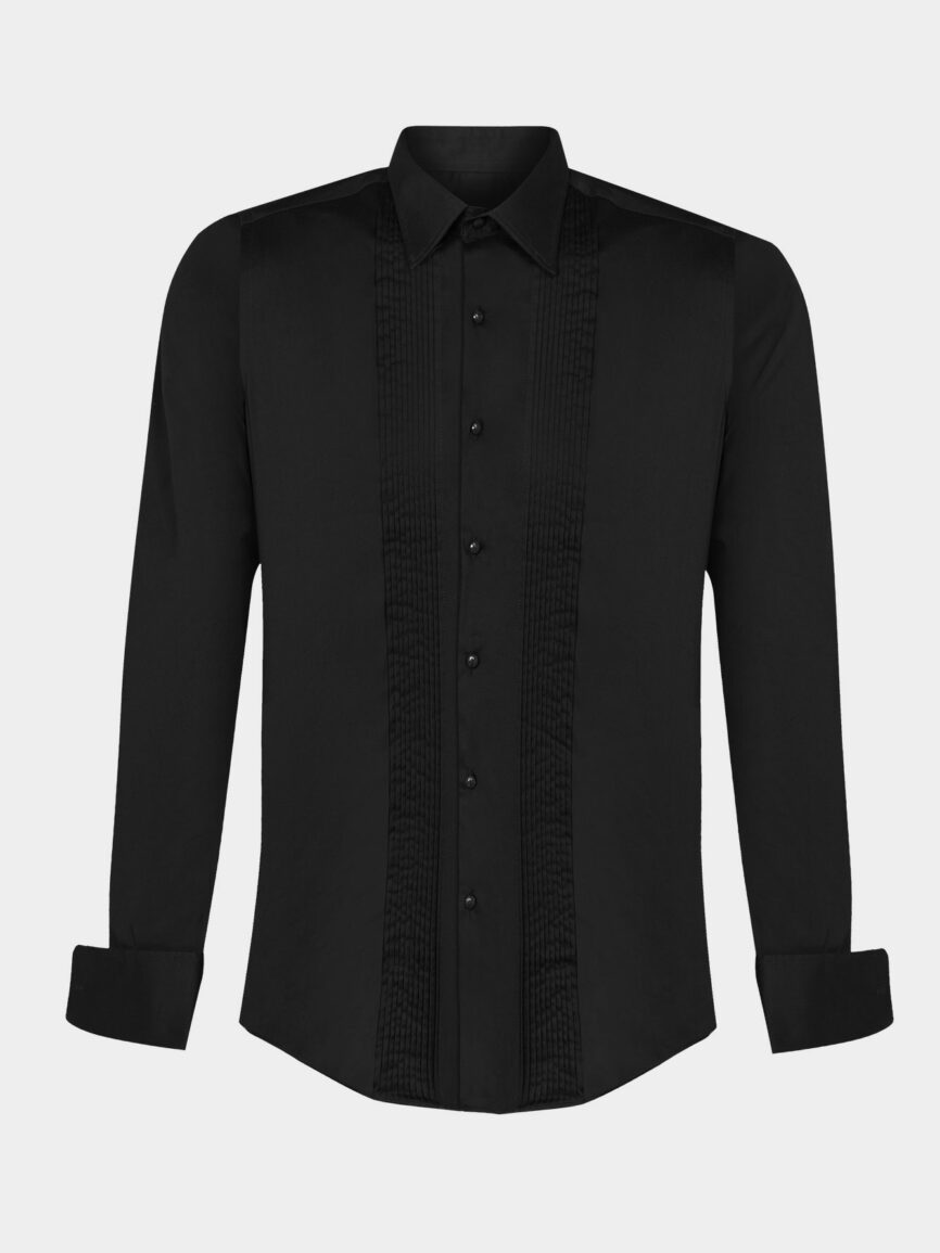 Black-Tuxedo-Shirt-In-Cotton-Poplin-Stretch-Slim-Fit