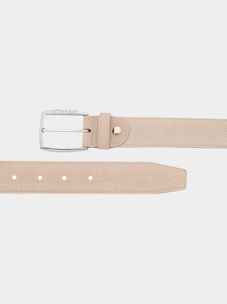 Beige perforated leather belt