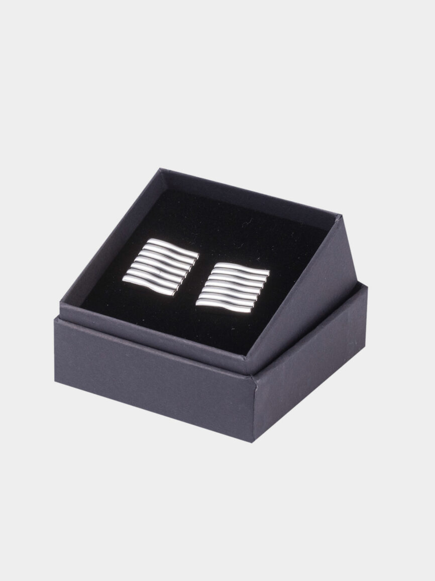 Square cufflinks with black stripes