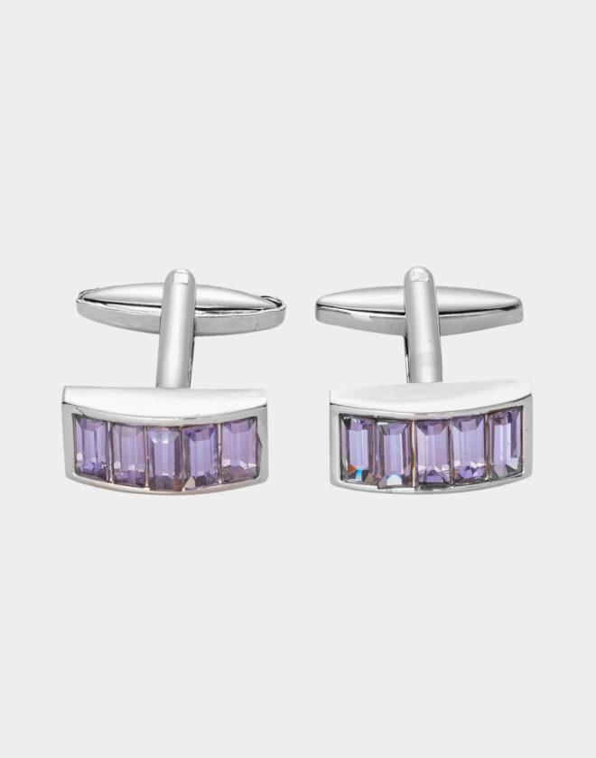 Rectangular cufflinks with lilac stones