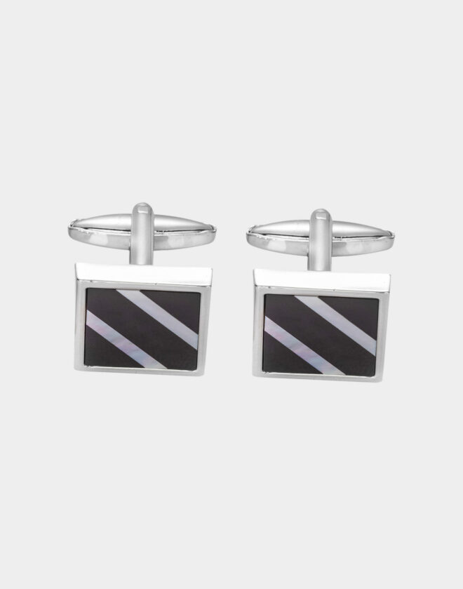 Square cufflinks with black design