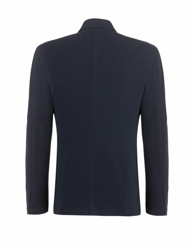 Navy blue double-breasted cotton jersey Florence jacket