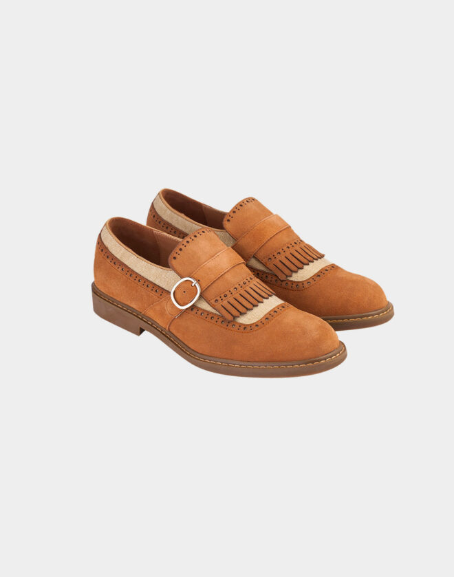Monk-strap loafer a beige buckle