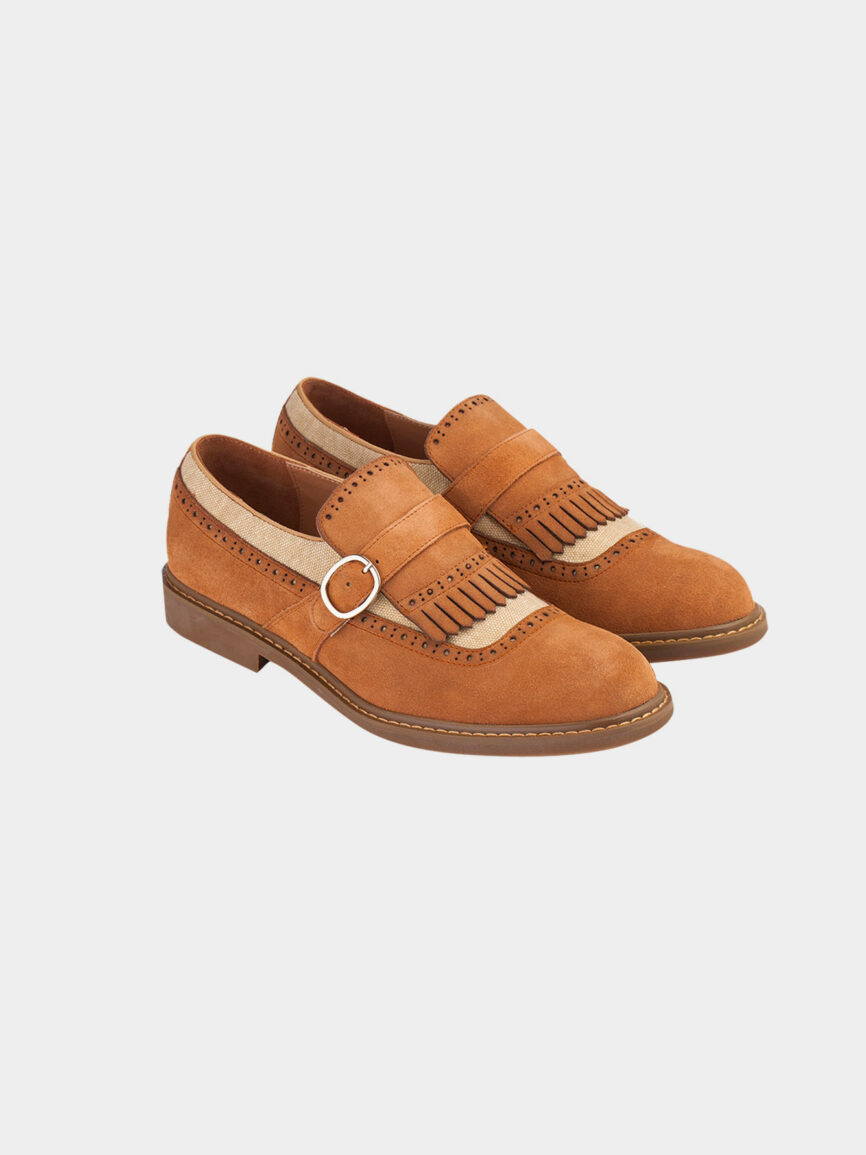 Monk-strap loafer a beige buckle