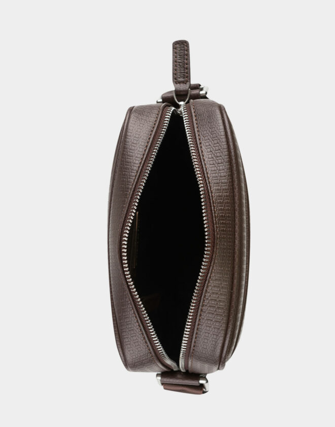 Brown printed hand-bag with shoulder strap