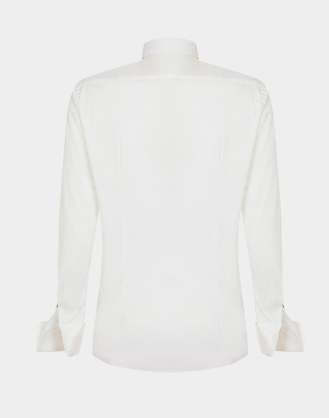 Camicia da Smoking Bianca In Popeline di cotone Elasticizzato Slim Fit