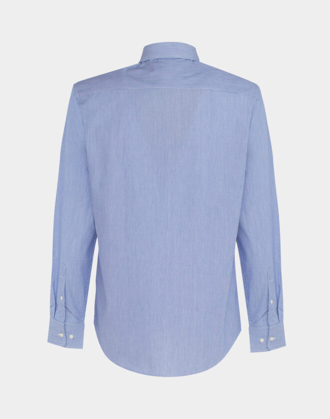 Camicia blu millerighe in Twill di cotone Regular Fit