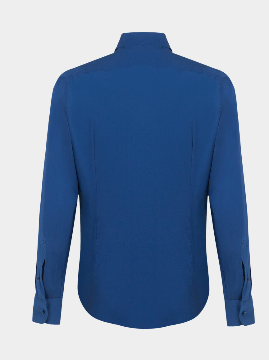 Electric blue Super Slim Fit cotton stretch popling shirt