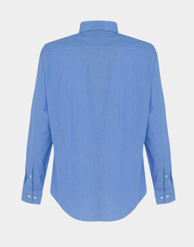 Camicia celeste millerighe in Twill di cotone Regular Fit