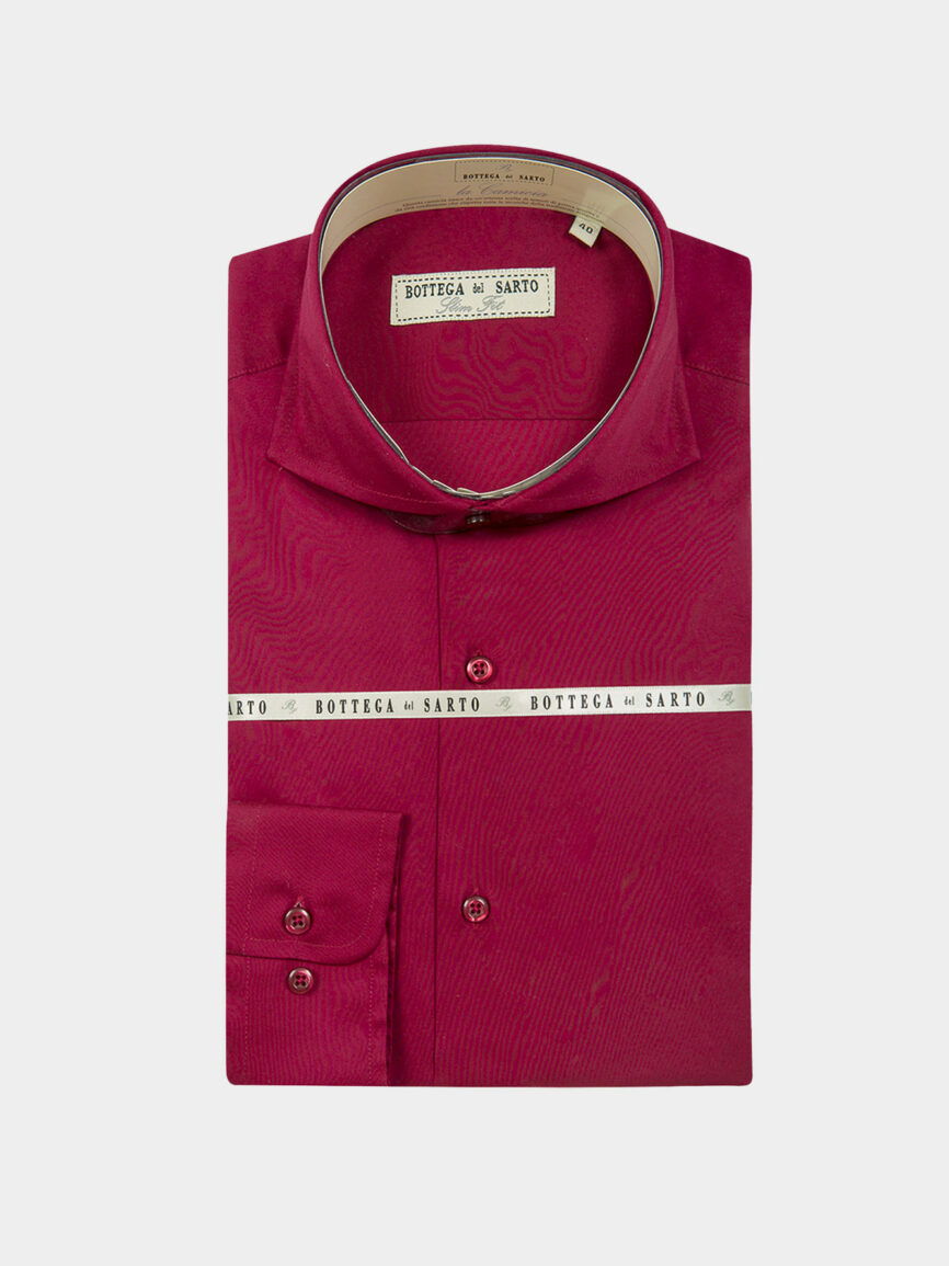 Camicia Rossa In Popeline di cotone Elasticizzato Super Slim Fit